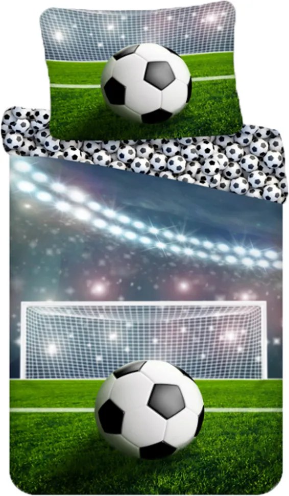 DETSKÉ BAVLNENÉ OBLIEČKY FOOTBALL 100X135 CM, 1KS 40X60 CM VZOROVANÉ