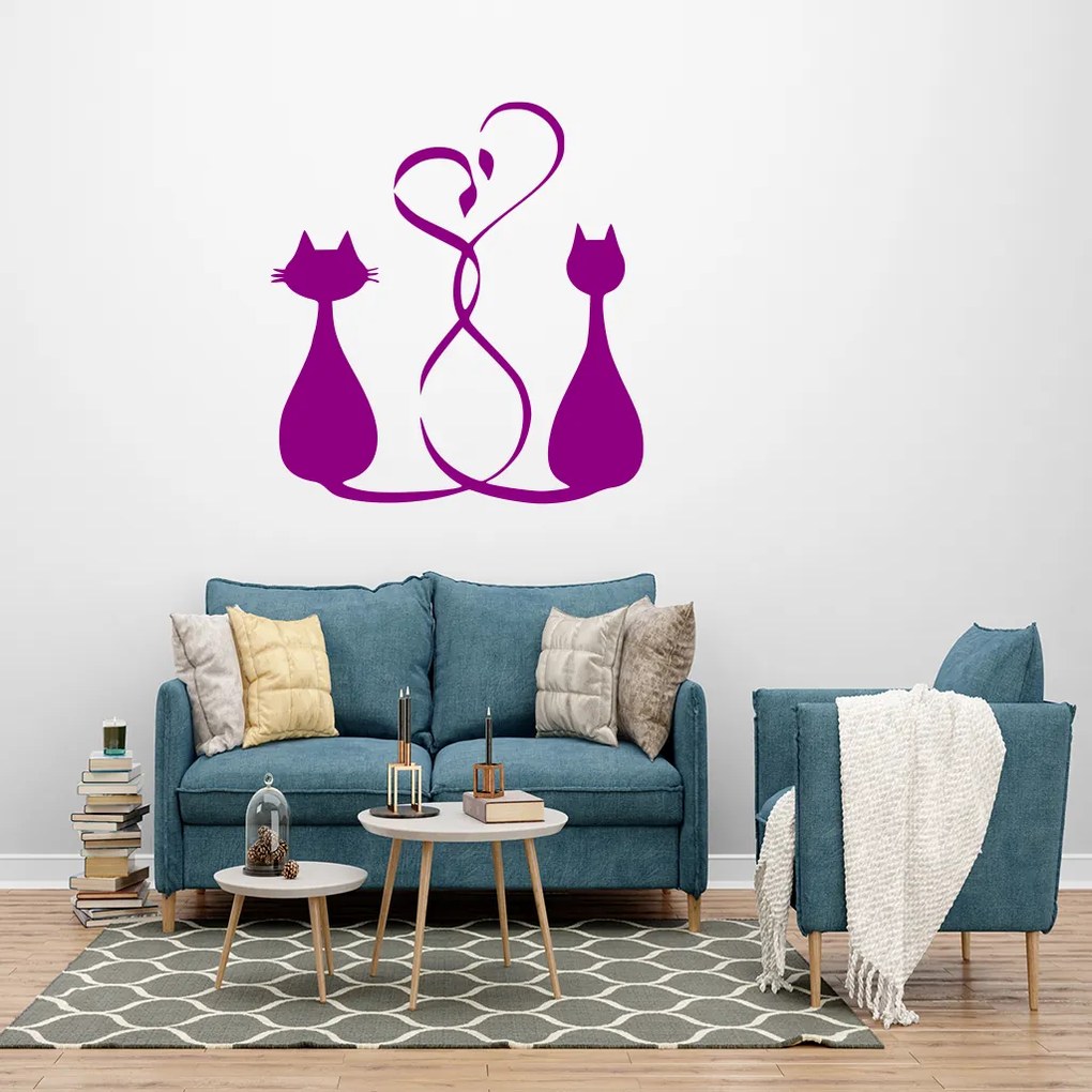 Veselá Stena Samolepka Zamilované mačičky Farba: ružová, Veľkosť: 60 x 60 cm