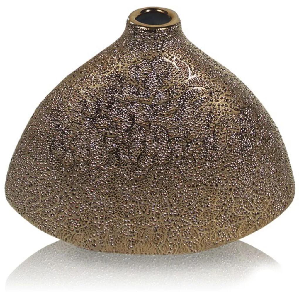 ARTEHOME Zlatá váza s perlovým dekorom v trojuholníkovom tvare 13 cm