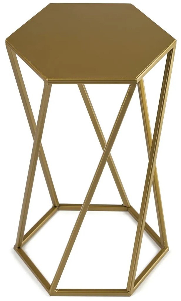 STOJAN NA KVETINÁČ HEXAGON 40X24X27 CM ZLATÁ