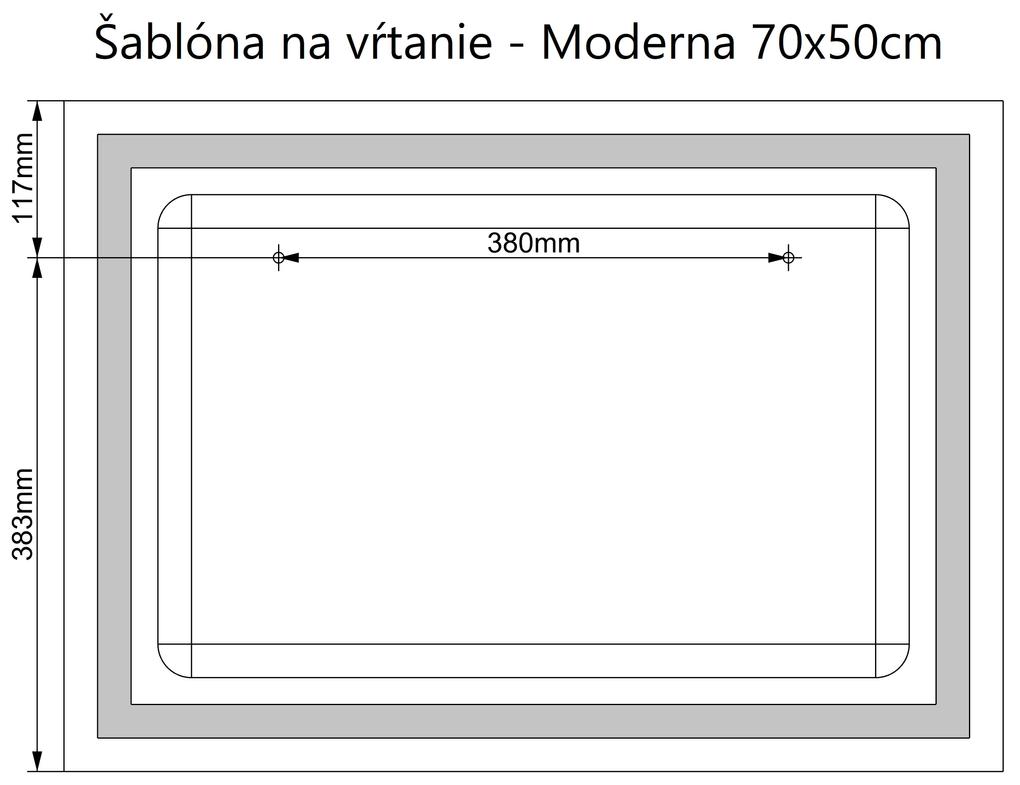 LED zrkadlo Moderna 120x70cm teplá biela - wifi aplikácia