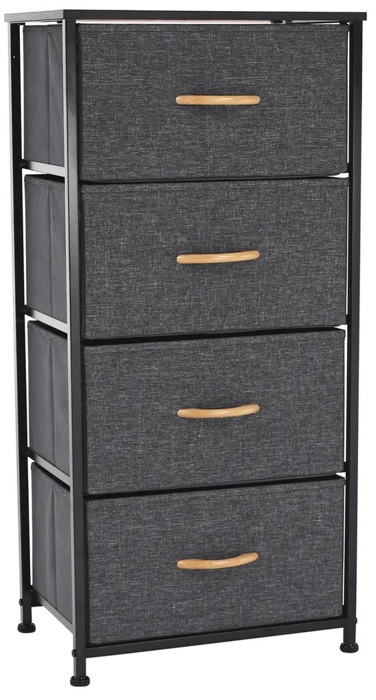 Komoda PALMERA s látkovými zásuvkami, čierna