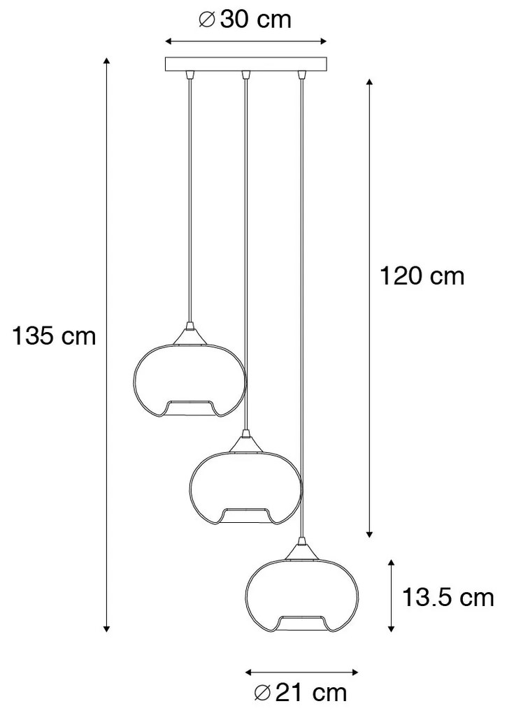 Inteligentné závesné svietidlo čierne s dymovým sklom vrátane 3 Wifi P45 - Busa