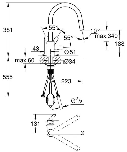 GROHE 31484001 - Drezová batéria GET lesklý chróm
