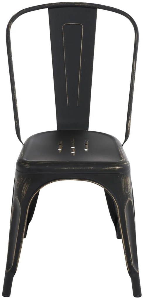Kovová stolička Ben - Čierno-zlatá antik