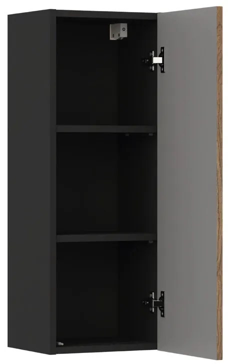 Závesná kúpeľňová skrinka Talia 80 cm matná čierna/dub castello