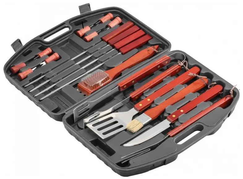 Sada náradia na grilovanie a opekanie, 19-dielna, v kufríku
