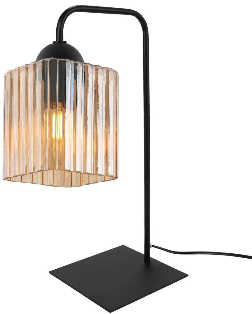 Stolná lampa Riffle Square, 1x medové sklenené tienidlo, b