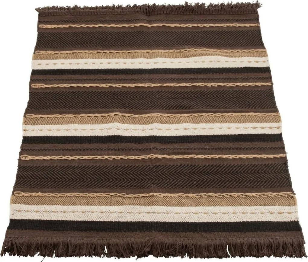 Béžovo - hnedý pruhovaný koberec so strapcami Etnic - 90*1*150 cm