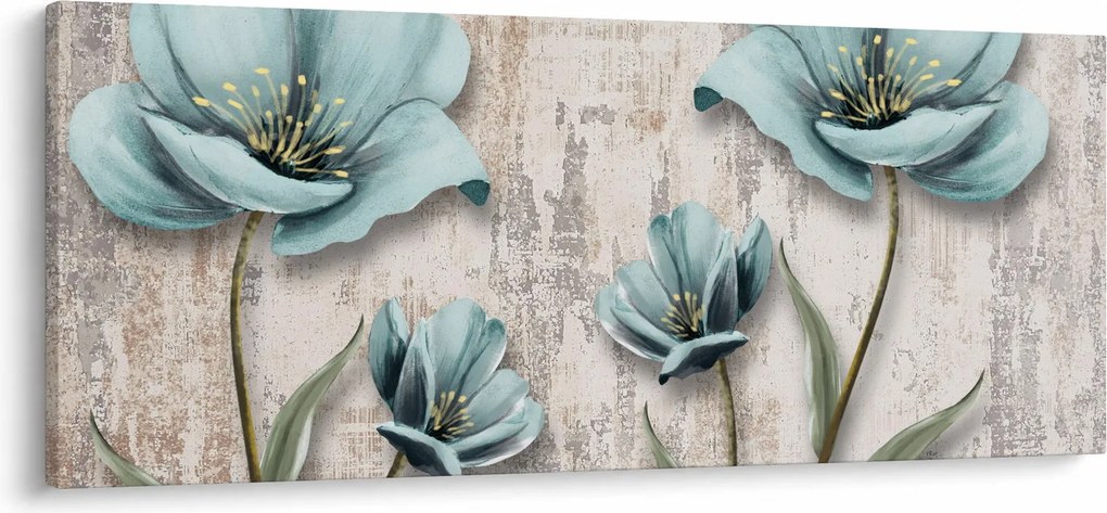 Obraz - Kvety na textúre (120x50 cm)