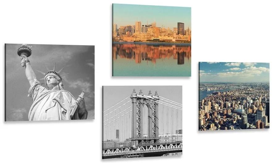Set obrazov New York v zaujímavom prevedení - 4x 40x40
