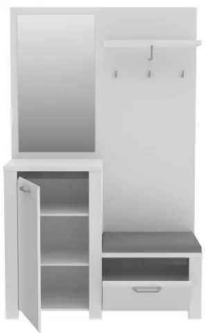 Predsieňová stena so zrkadlom HIRO biela/šedá