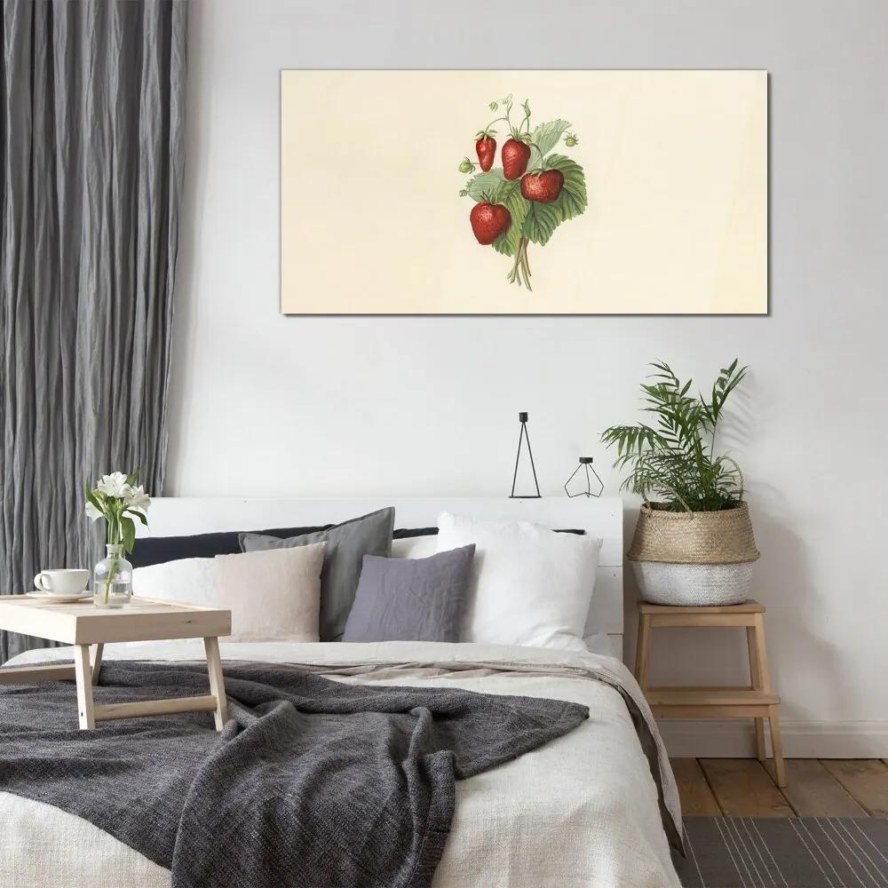 Obraz na skle Ovocie jahodové listy