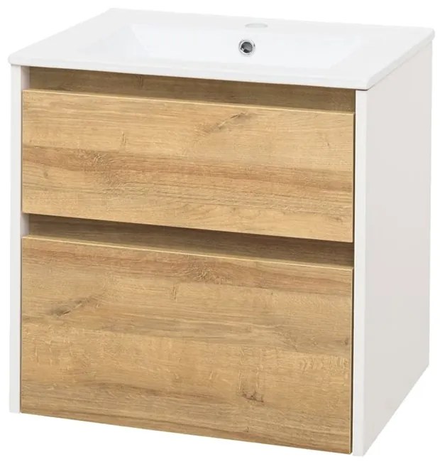 Mereo Mereo, Opto, kúpeľňová skrinka s keramickým umývadlom 61 cm, biela, dub, biela/dub, čierna, MER-CN930