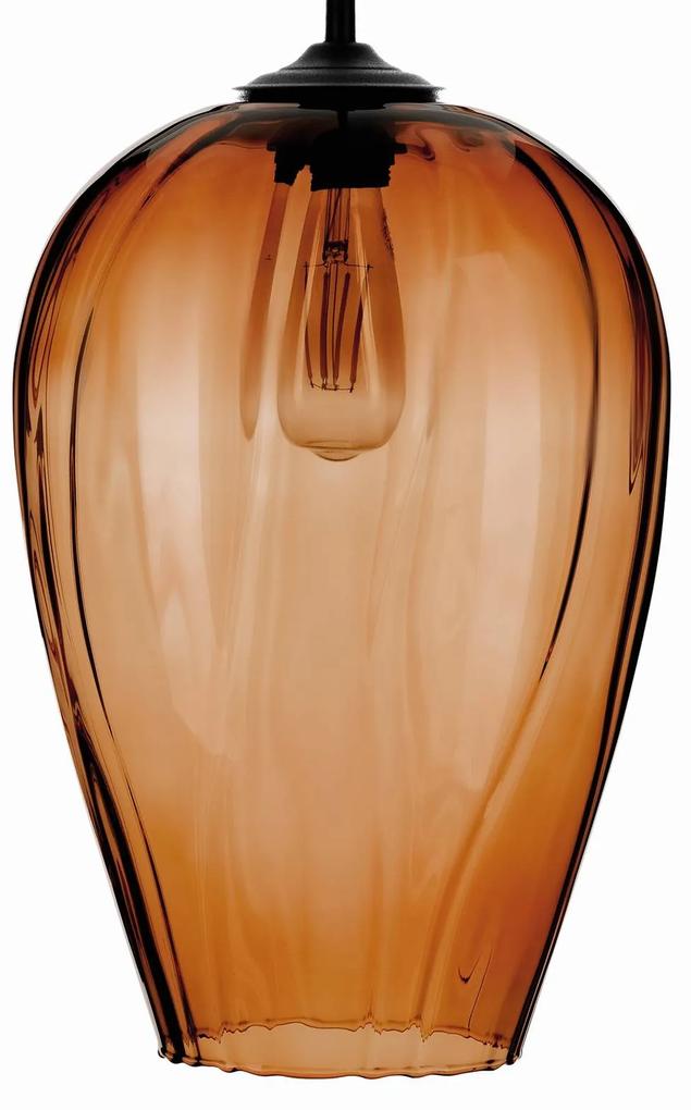 Závesná lampa Linkeus I sklo, jantárová Ø 26 cm