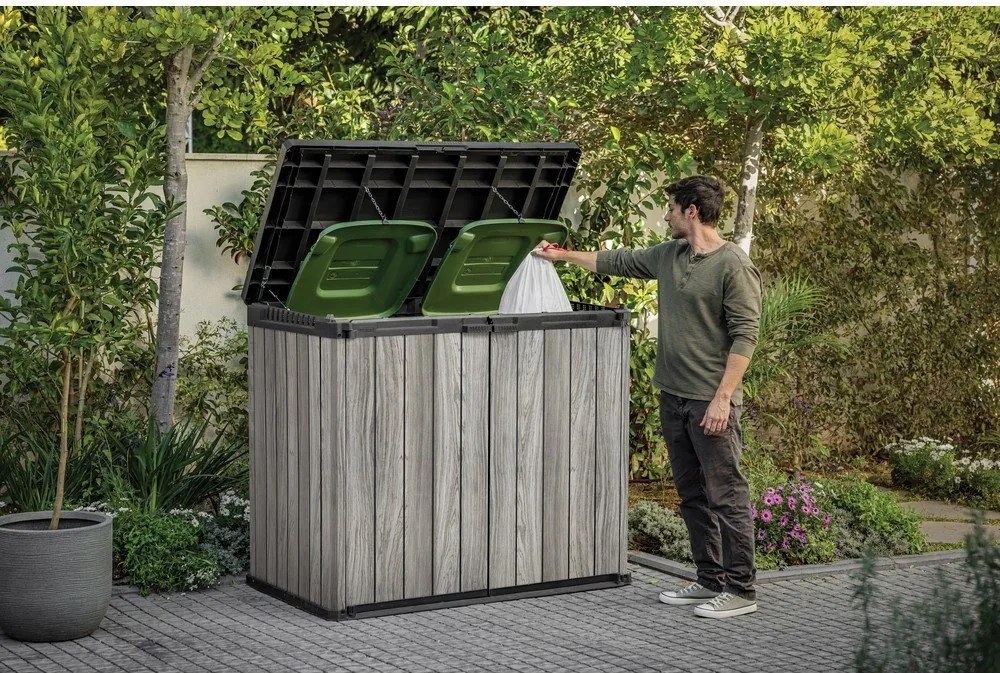 Sivý plastový záhradný úložný box Deco – Keter