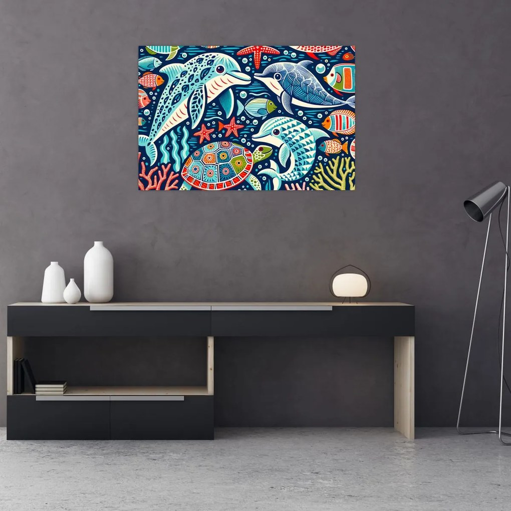 Obraz – Kreslené vodné zvieratká (90x60 cm)