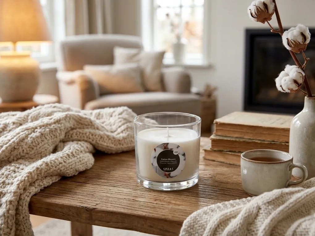 Vonná sviečka v skle COTTON BLOSSOM 8,5 cm krémová