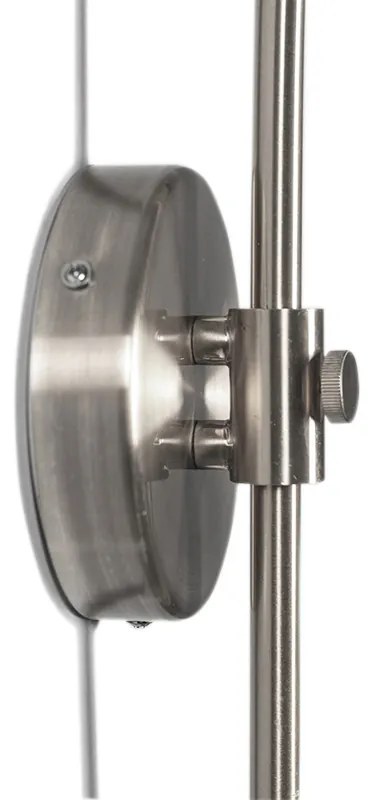 Moderná nástenná oblúková lampa oceľ s bielym tienidlom 50/50/25 nastaviteľná