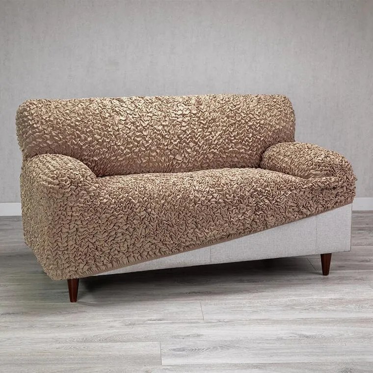 Bielastické poťahy FUCO biobavlna orieškové dvojkreslo (š. 120 - 160 cm)