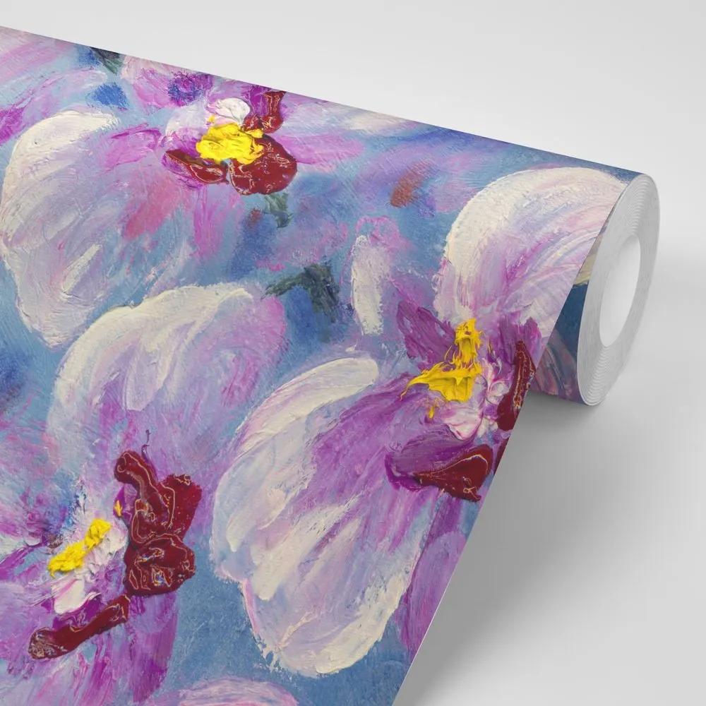 Samolepiaca tapeta romantické fialové kvety - 225x150