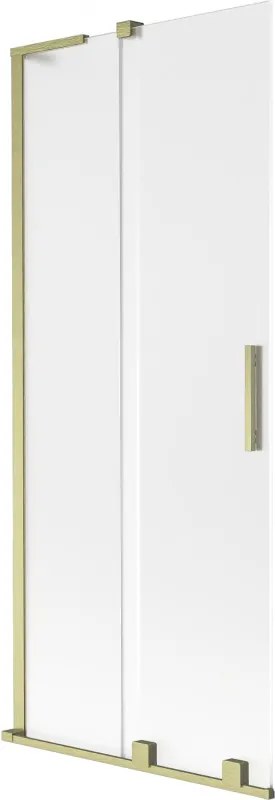 Mexen Velar L, 2-krídlová posuvná vaňová zástena 85 x 150 cm, 8mm sklo námraza, zlatá matná, 896-085-003-31-55