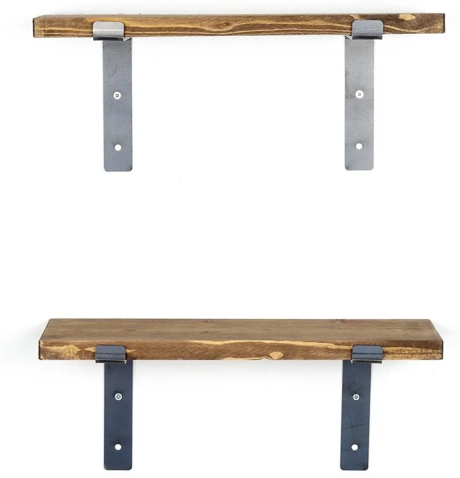 Sada 2 nástenných políc Nelys I čierna/orech