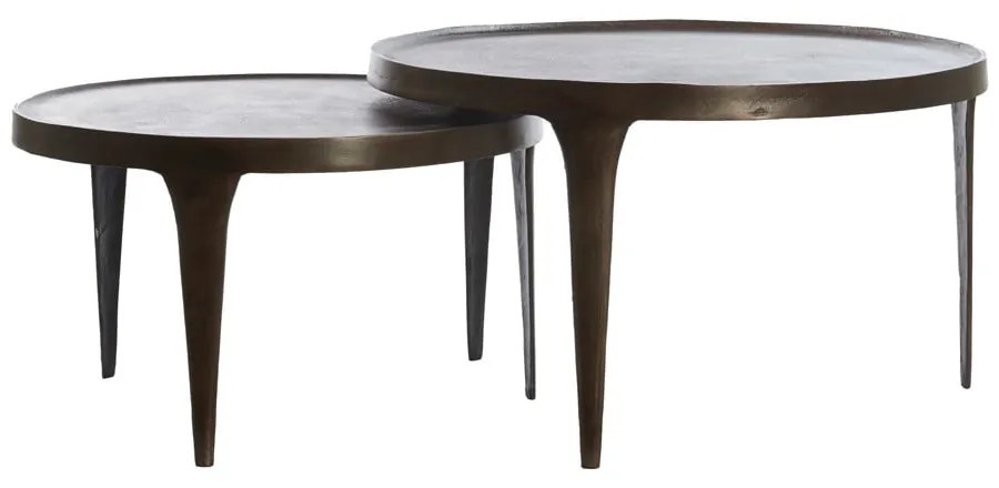 Hnedé okrúhle konferenčné stolíky v súprave 2 ks ø 75 cm Tobias – Light & Living