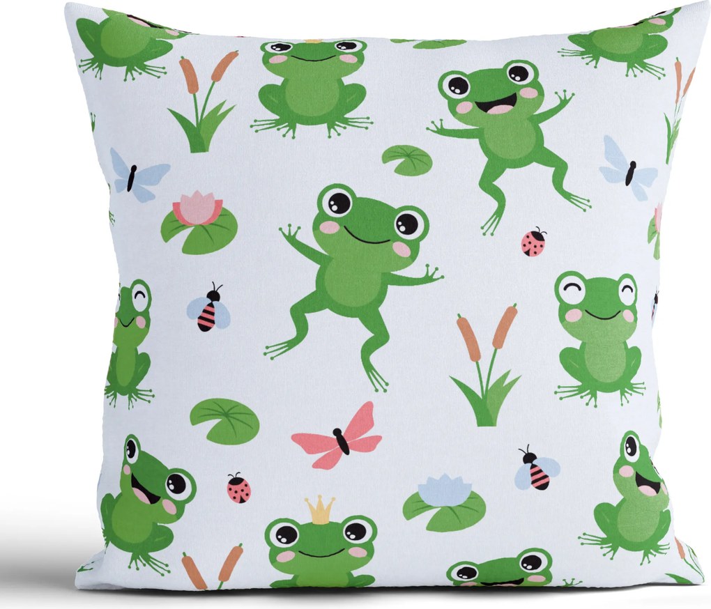 Bavlnená obliečka na vankúš Renforcé 40 × 40 cm - Žabky