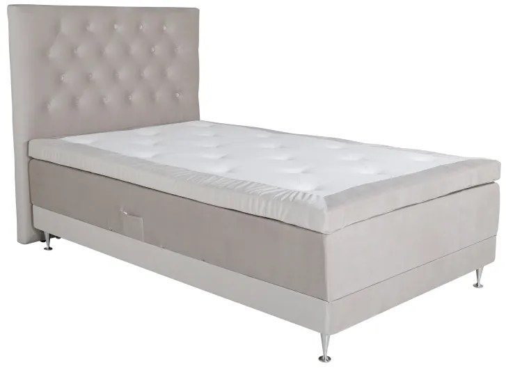 Vansbro 120 polohovateľná boxspring posteľ béžový zamat čelo Furuvik
