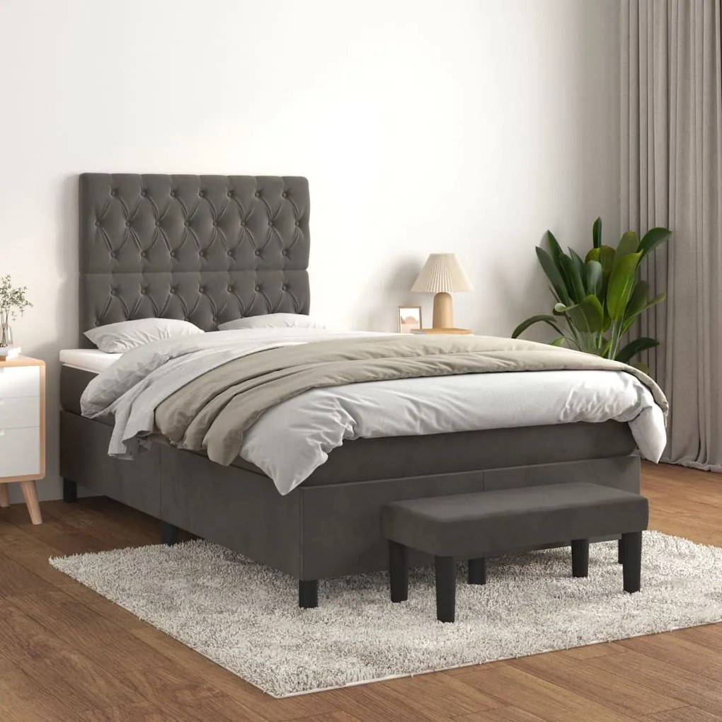 Posteľný rám boxspring s matracom tmavosivý 90x190 cm zamat 3138014