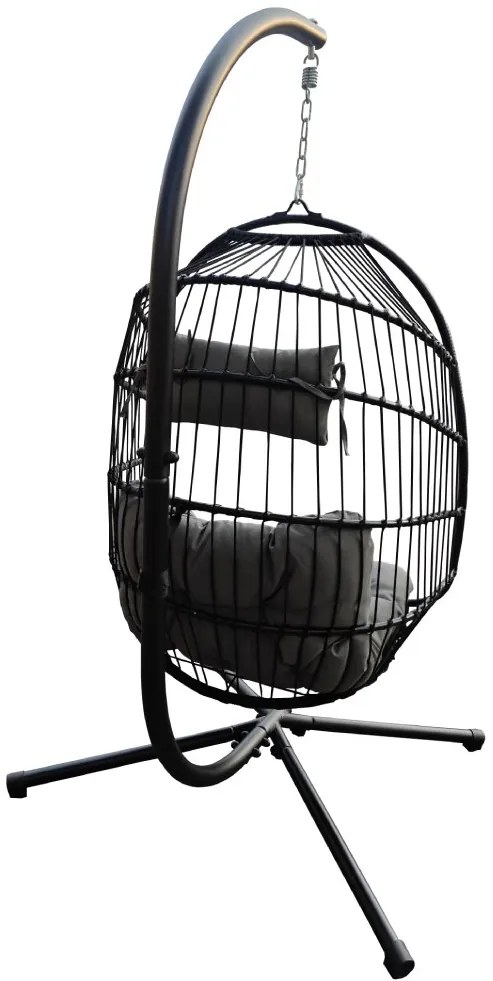 Závesné kreslo BestBerg BBHC-30 / oceľ / čierna/sivá
