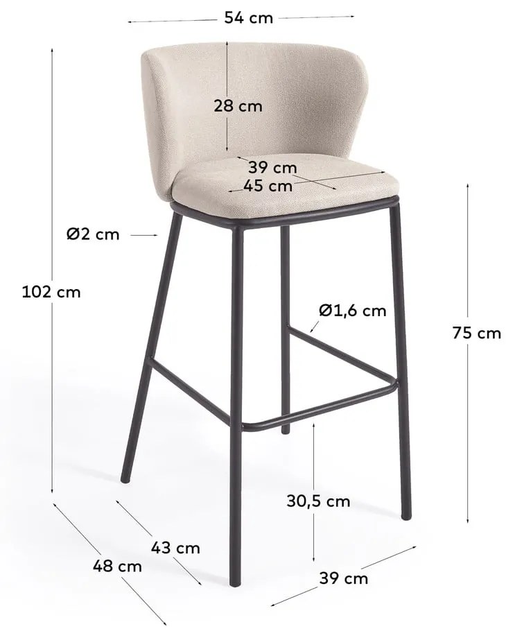 Béžová barová stolička 102 cm Ciselia – Kave Home