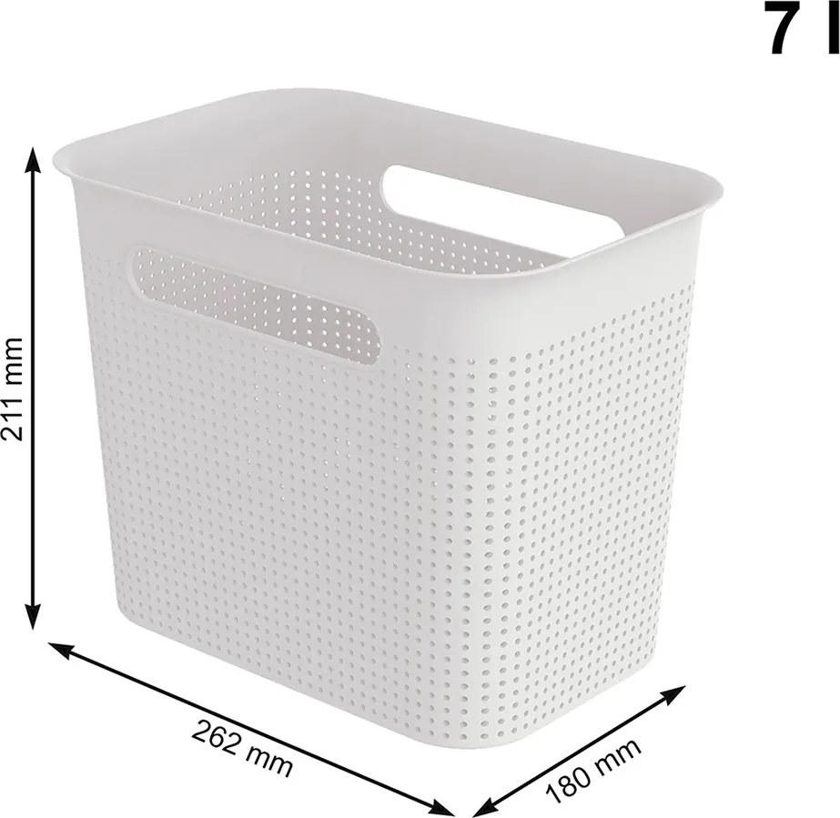 Rotho Úložný box s rúčkami BRISEN 7l, 26x18x21cm, biely