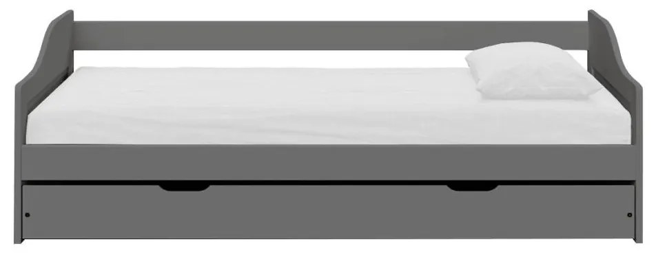 Tempo Kondela Posteľ s výsuvnou prístelkou, sivá, masív, 90x200, LAURA NEW