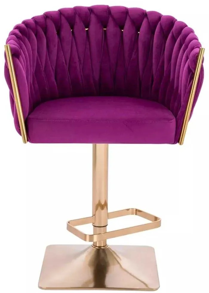 LuxuryForm DESIGN Barová stolička NORDEN VELUR na zlatej hranatej podstave - fuchsia