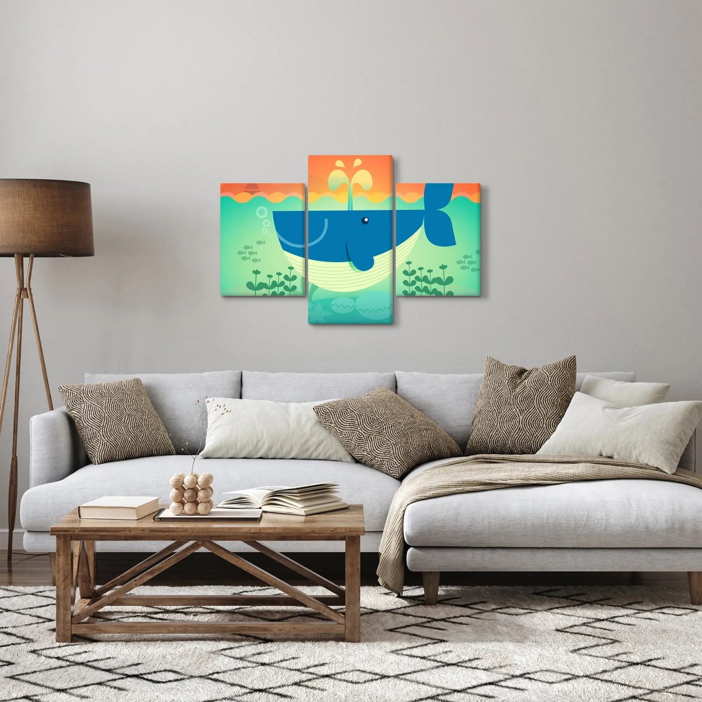 Obraz - Veselá veľryba v mori (90x60 cm)