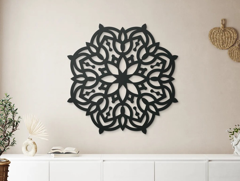 drevko Mandala na stenu Rast Rozmer obrazu: 44,5 x 44,5 cm, Farba dekorácie: Čierna
