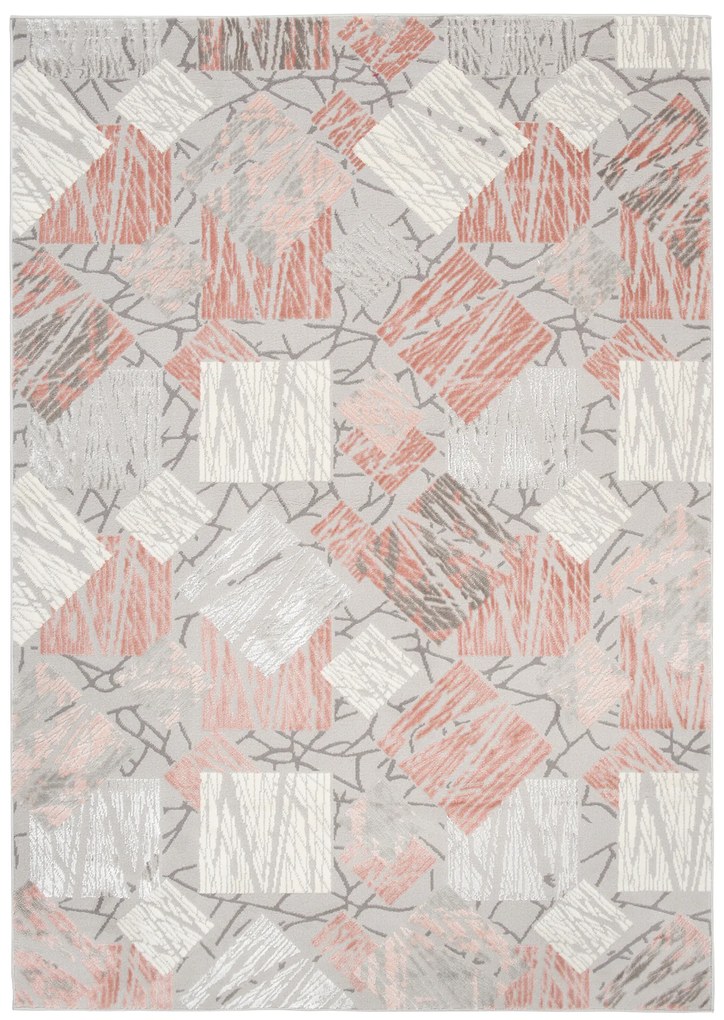 Koberec E464A LIGHT GRAY/DARK PINK ASTHANE Veľkosť: 300x400cm