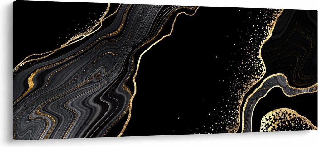 Obraz - Čierno-zlatý mramor (120x50 cm)