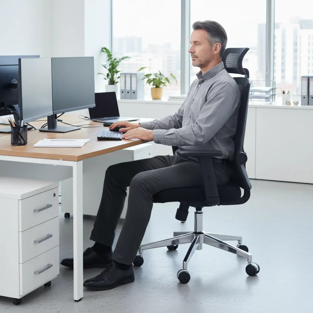 Kancelárska ergonomická stolička Neoseat GRANDINI — sieť / látka, čierna, nosnosť 150 kg