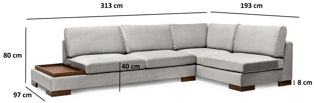 Tulipán rohový pravý bez pufu - svetlošedá