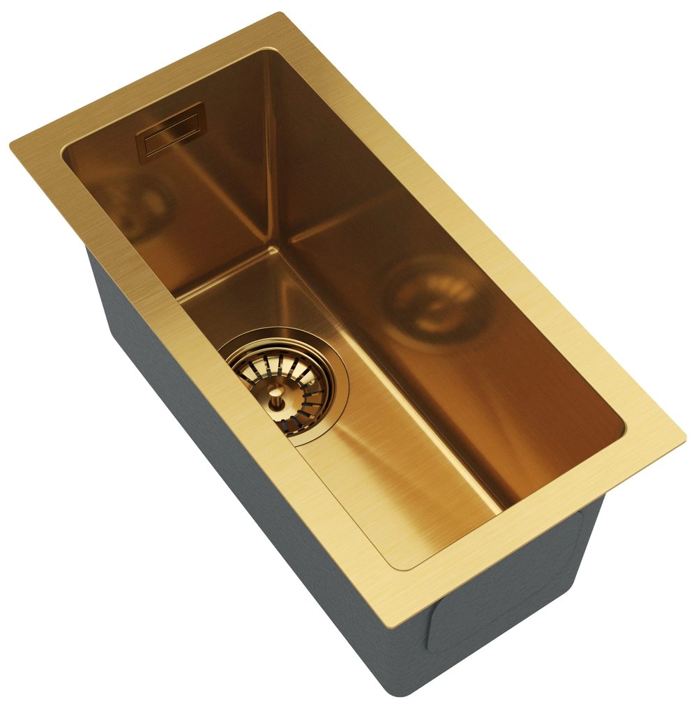 Gamma Gamma, 1-komorový oceľový drez 220x440x210 mm, zlatá matná, GMA-S2244-GD
