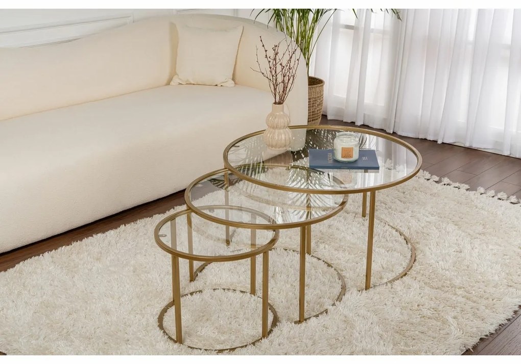 Súprava konferenčných stolíkov Aurum Gold 80 cm, 3 ks