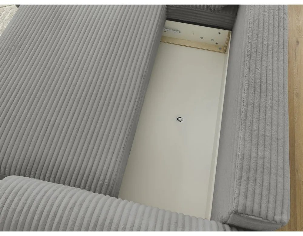 Tmavosivá menčestrová rozkladacia rohová pohovka (ľavý roh) Lucien – Bobochic Paris