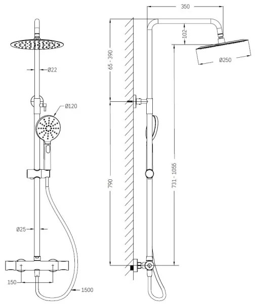 Sprchová súprava s termostatickou batériou DRAGOR, lesklý chróm