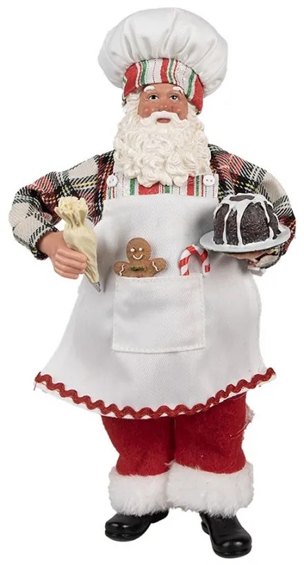 Vianočné dekorácie Santa cukrár s tortou a perníčkom - 16*9*28 cm