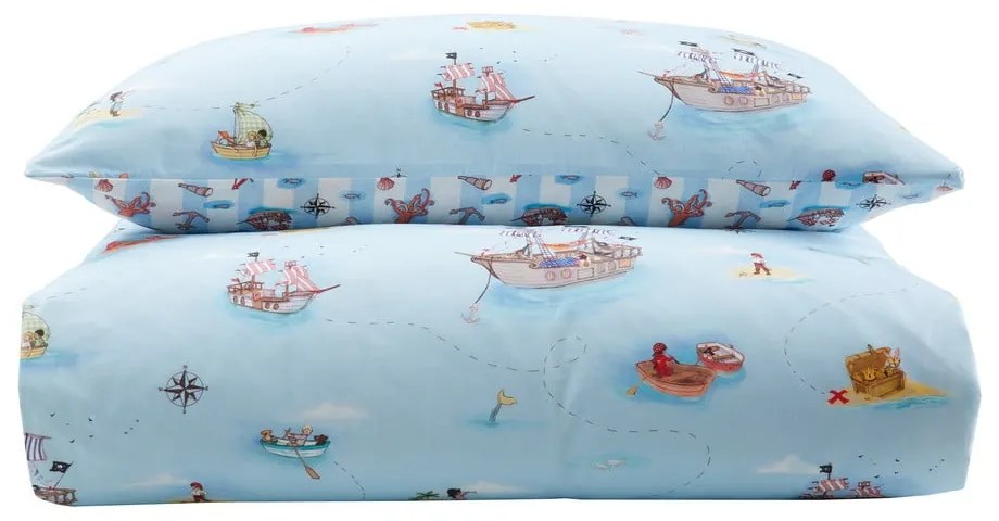 Modré bavlnené detské obliečky do postieľky 120x150 cm Pirates – Belle & Boo