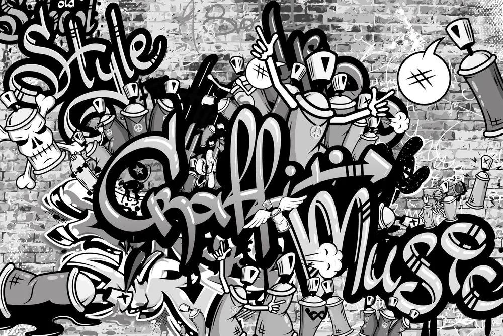 Tapeta šedé street art graffiti - 225x150