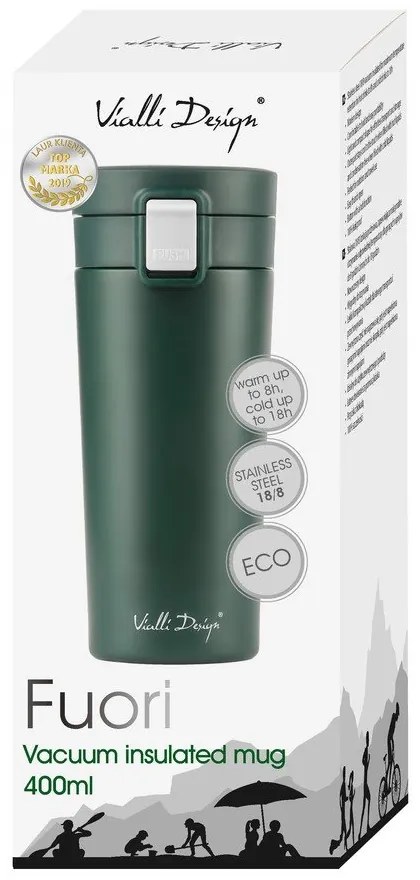 Zelený cestovný termohrnček Vialli Design Fuori, 400 ml